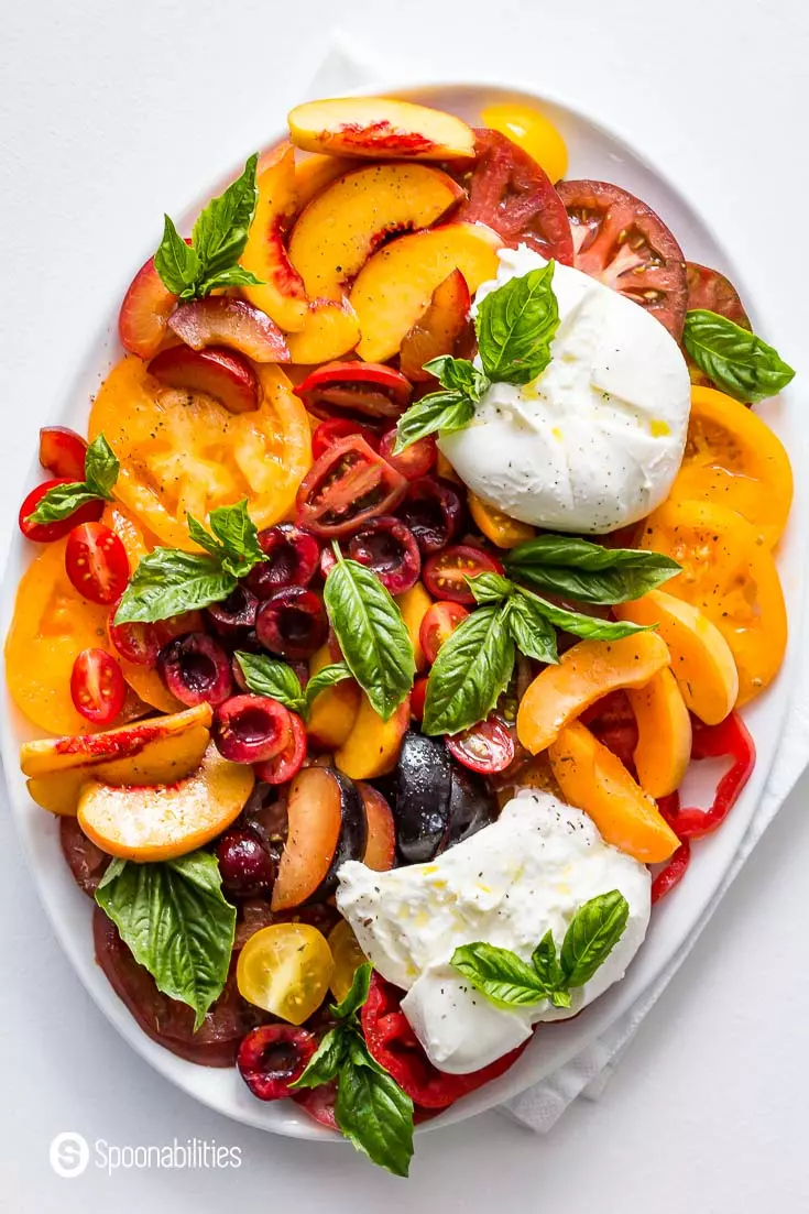 Summer Stone Fruit Caprese Salad with Heirloom Tomatoes Recipe