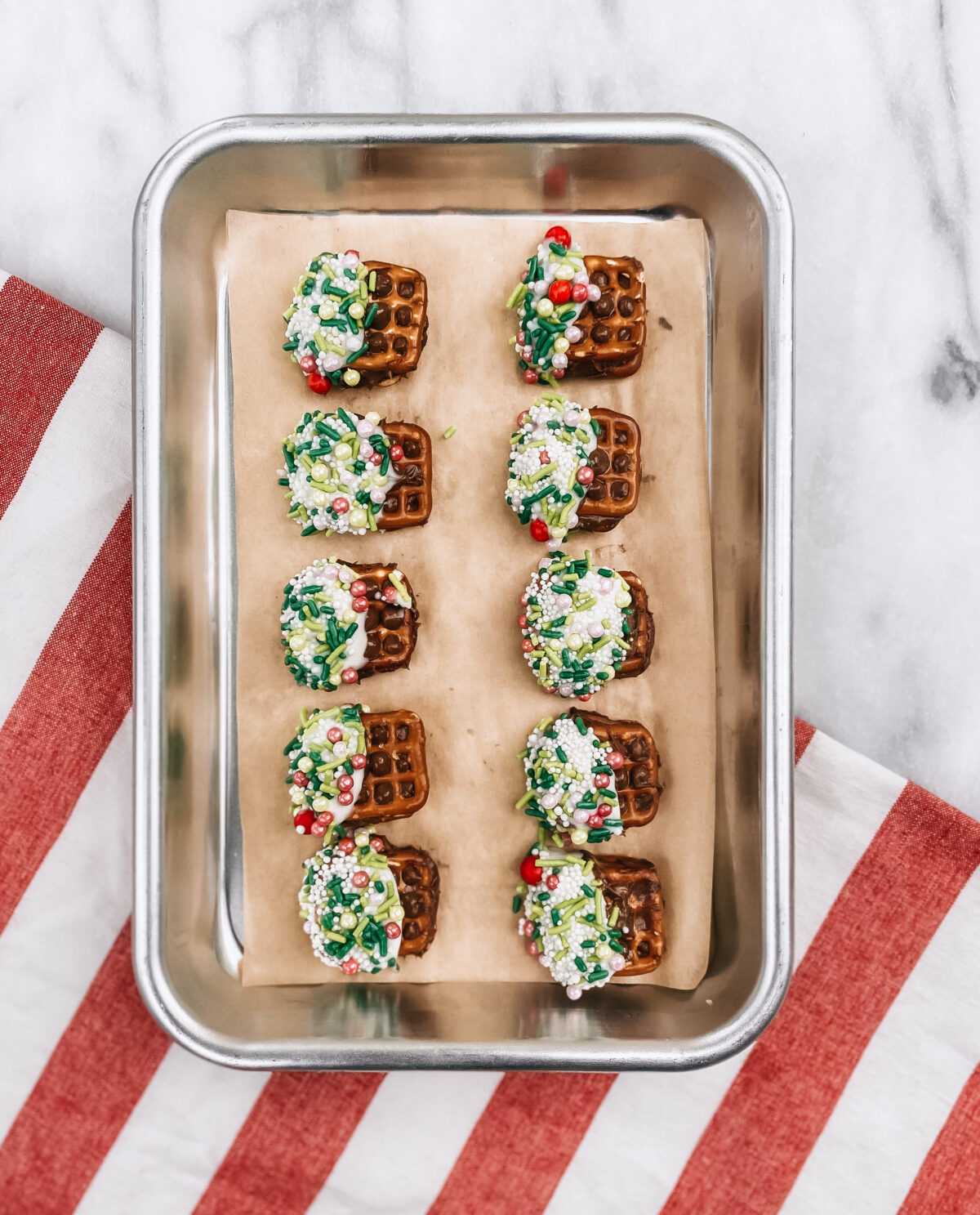 decorate Rolo pretzels for a festive salty and sweet Christmas treat
