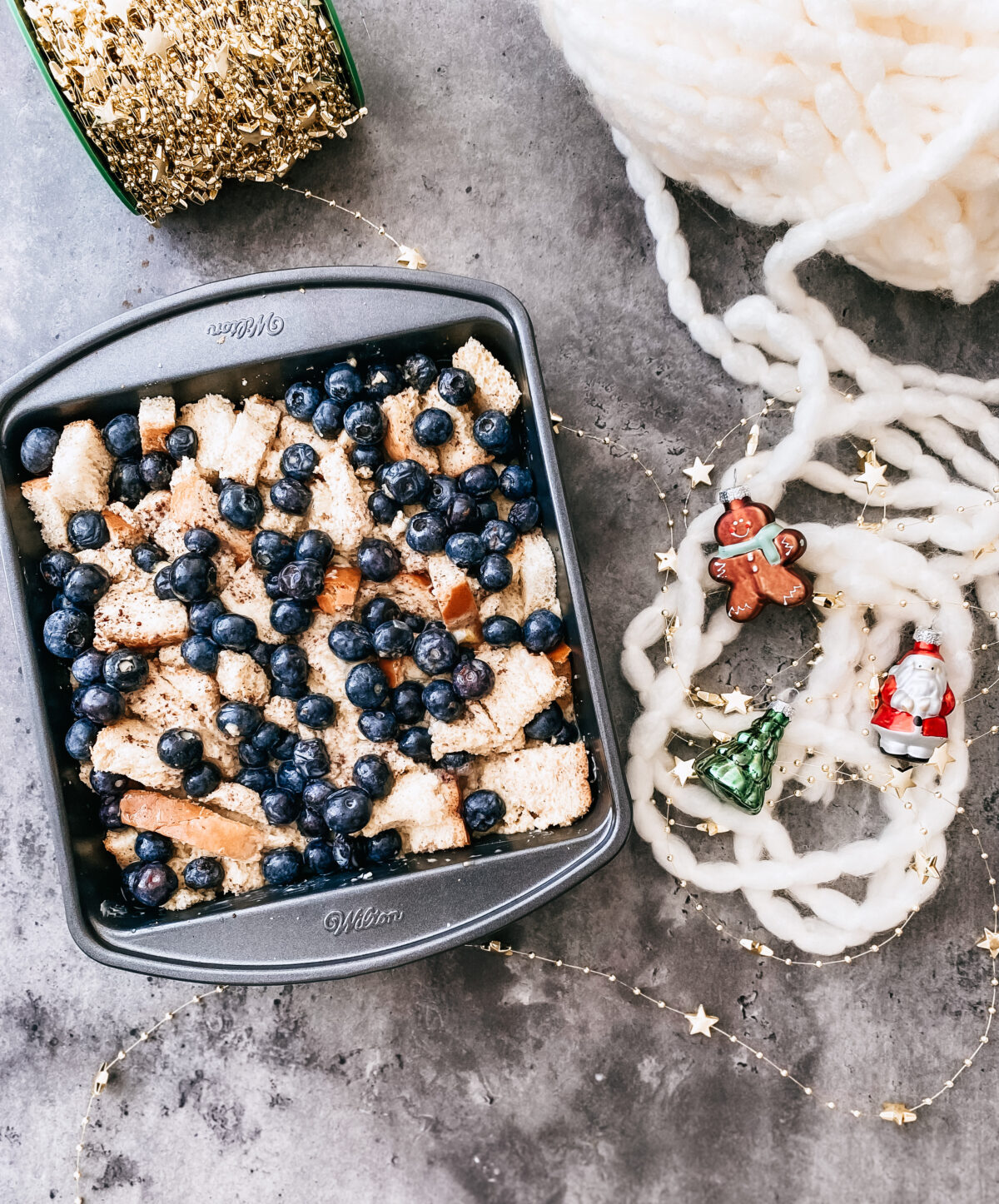 a pan of blueberry french toast makes a thoughtful hostess gift