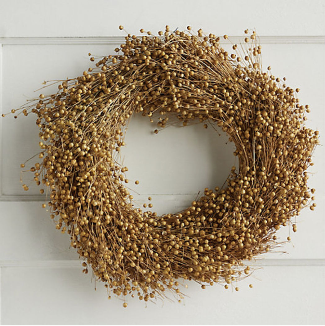 a fall wreath made of dried flax